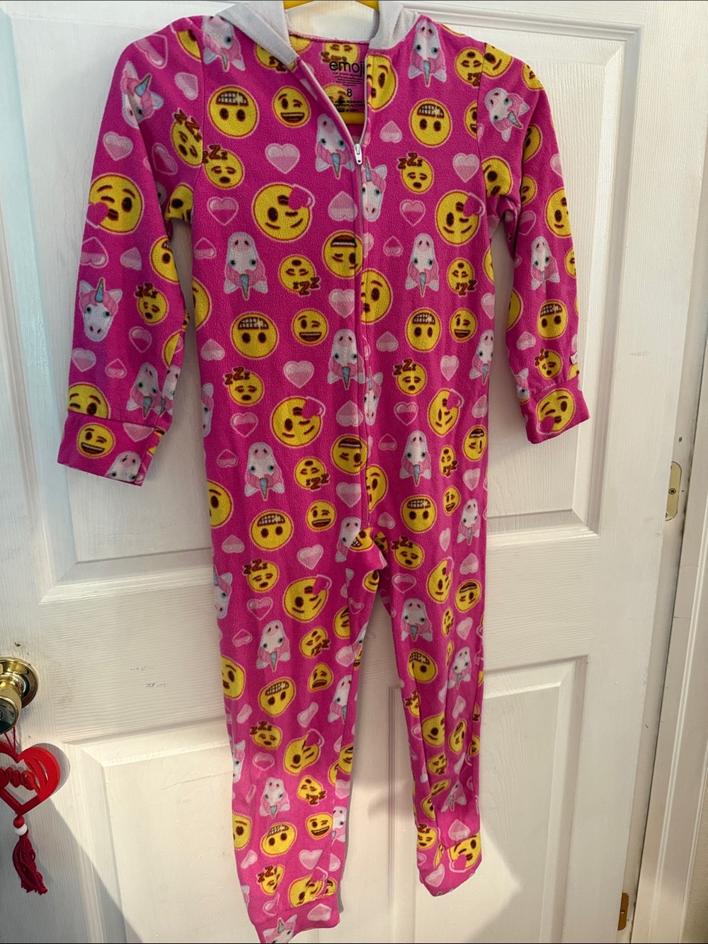 Girls' Pink Emoji & Unicorn Fleece One-Piece